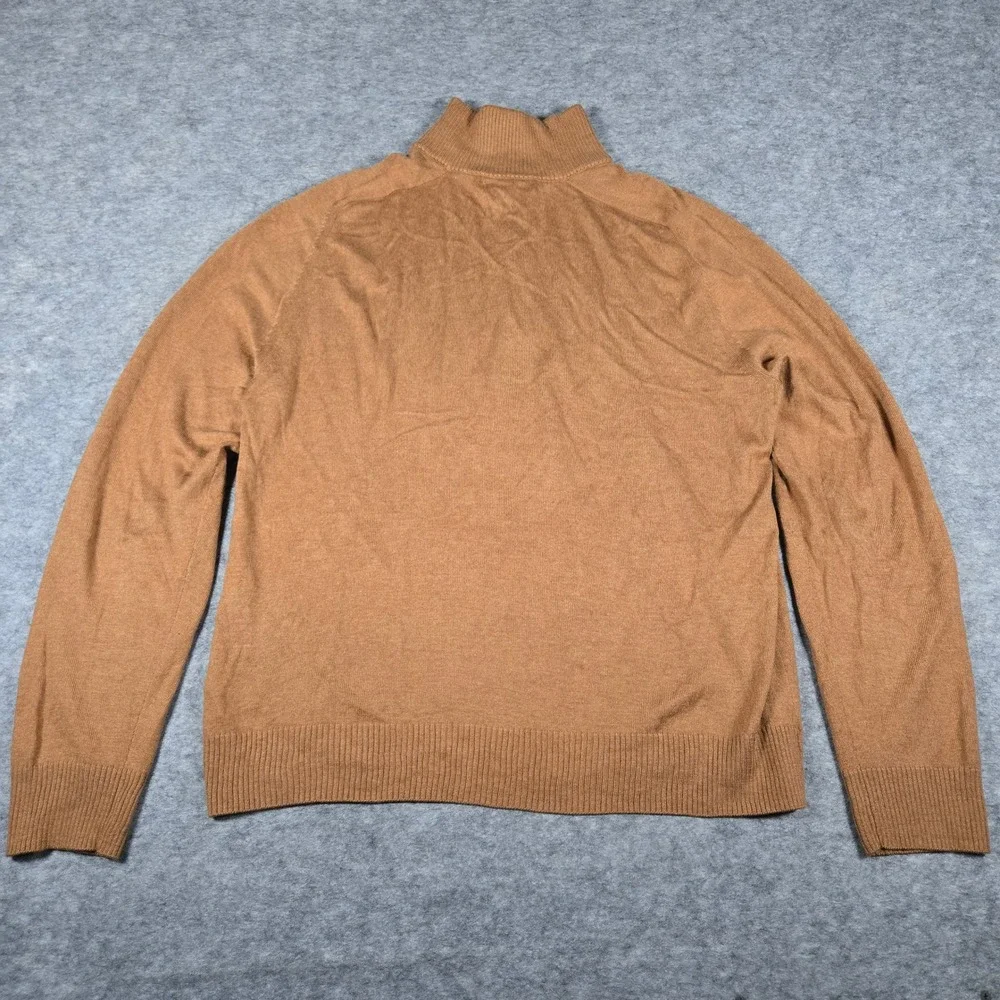 Banana Republic Mens Brown Silk Cashmere Quarter Zip Pullover Sweater Large